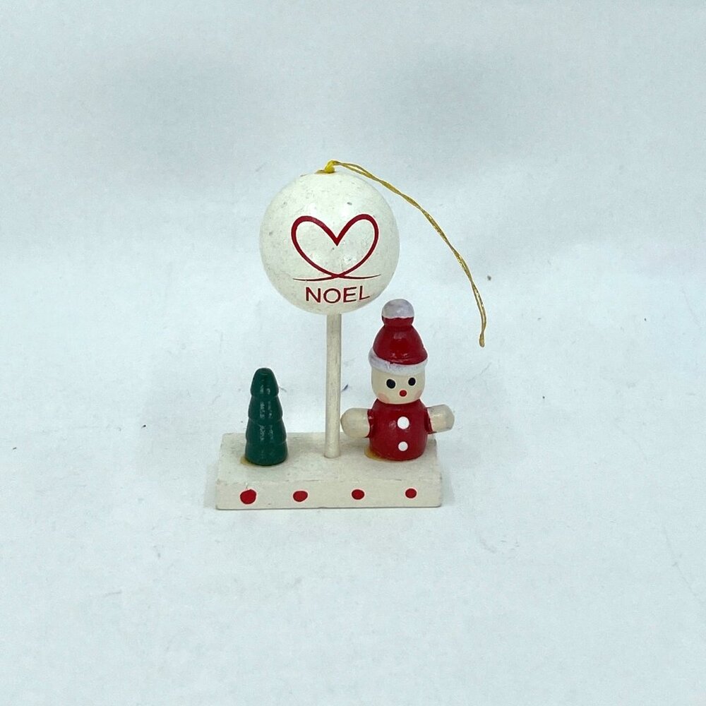 Vintage Noel Elf Wooden Christmas Ornament Santa Claus with Balloon Figurine